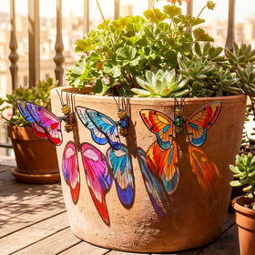BESPORTBLE rust-proof metal butterfly decor with stained glass accents