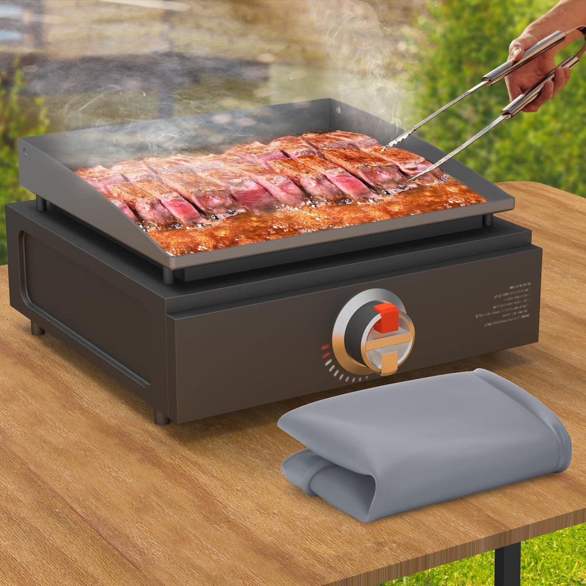 BESSIO mat keeps the grill surface clean and stores flat when unused.