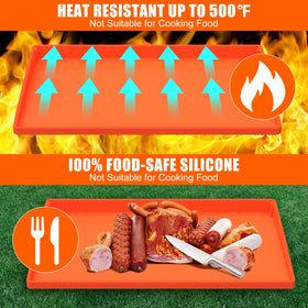Dishwasher-safe silicone mat maintains cleanliness after grilling.