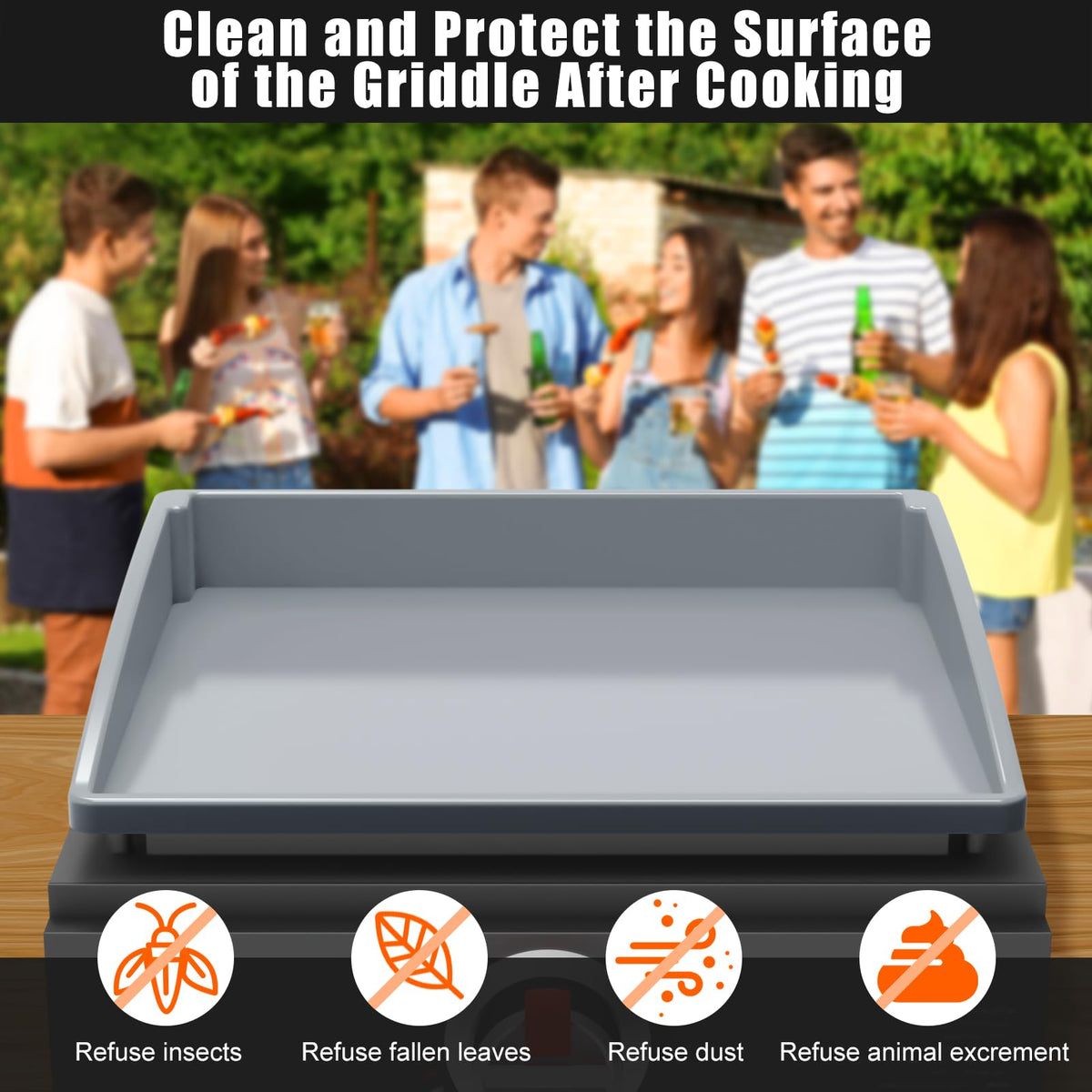 BESSIO full-coverage design shields the griddle from pollen and debris.