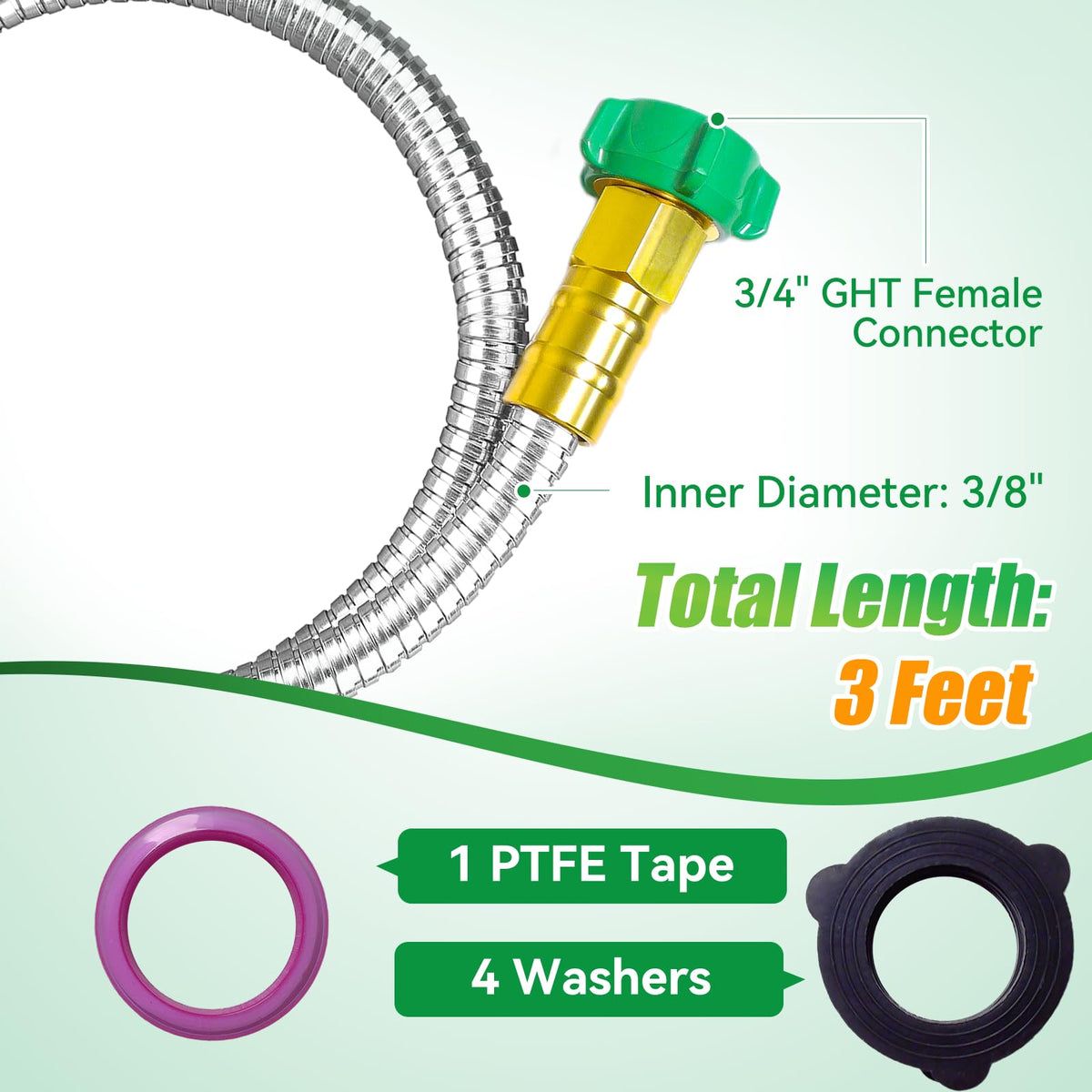 Bessny 3ft metal hose showing flexibility and easy storage in tight spaces