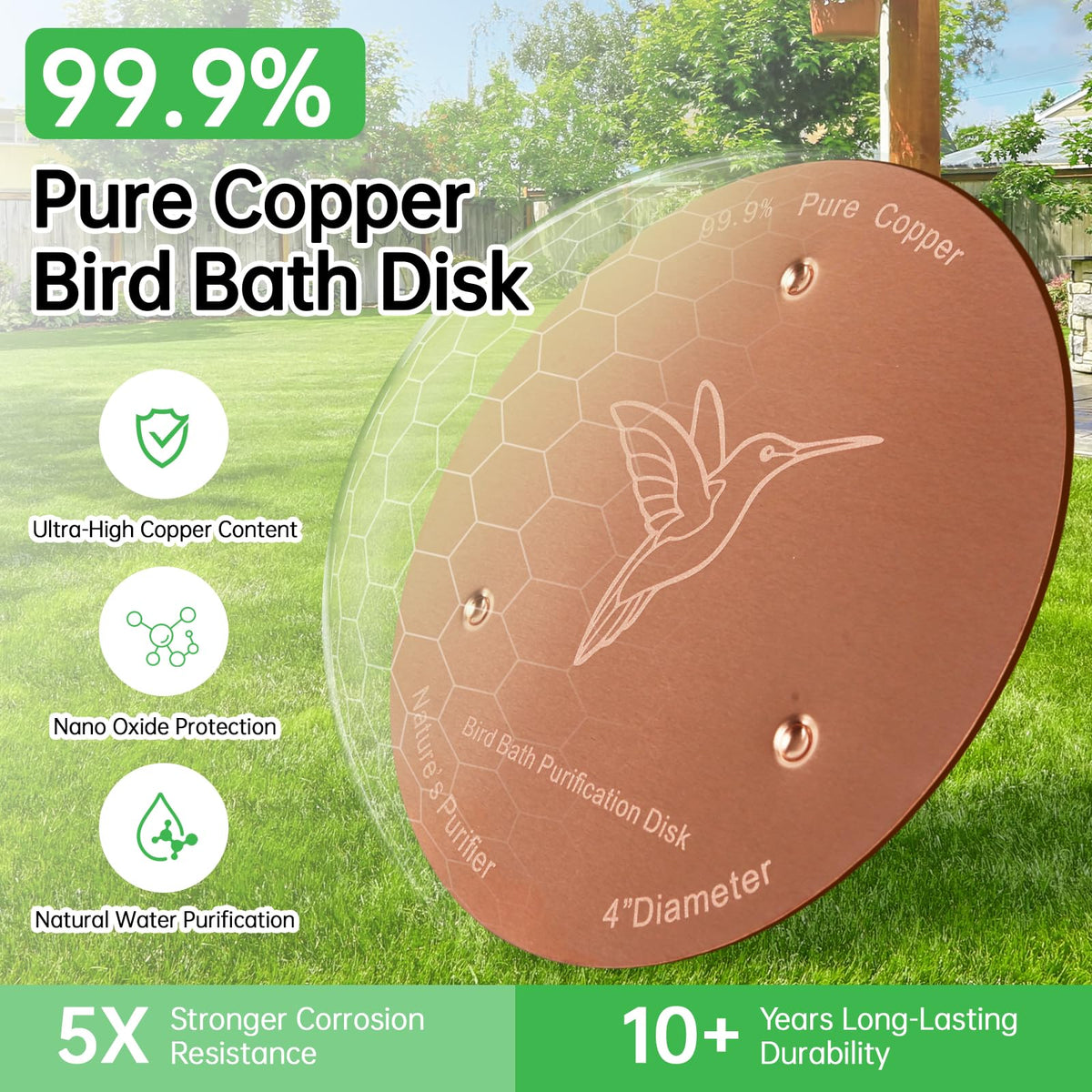 Bessny copper disc with triple-point support anchors water contact