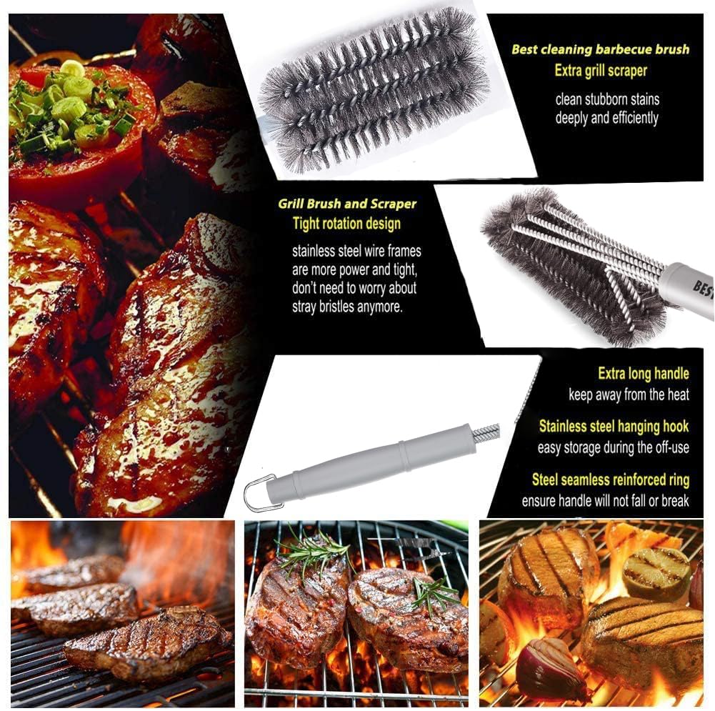 BEST 18-inch grill brush safety distance keeping hands away during use