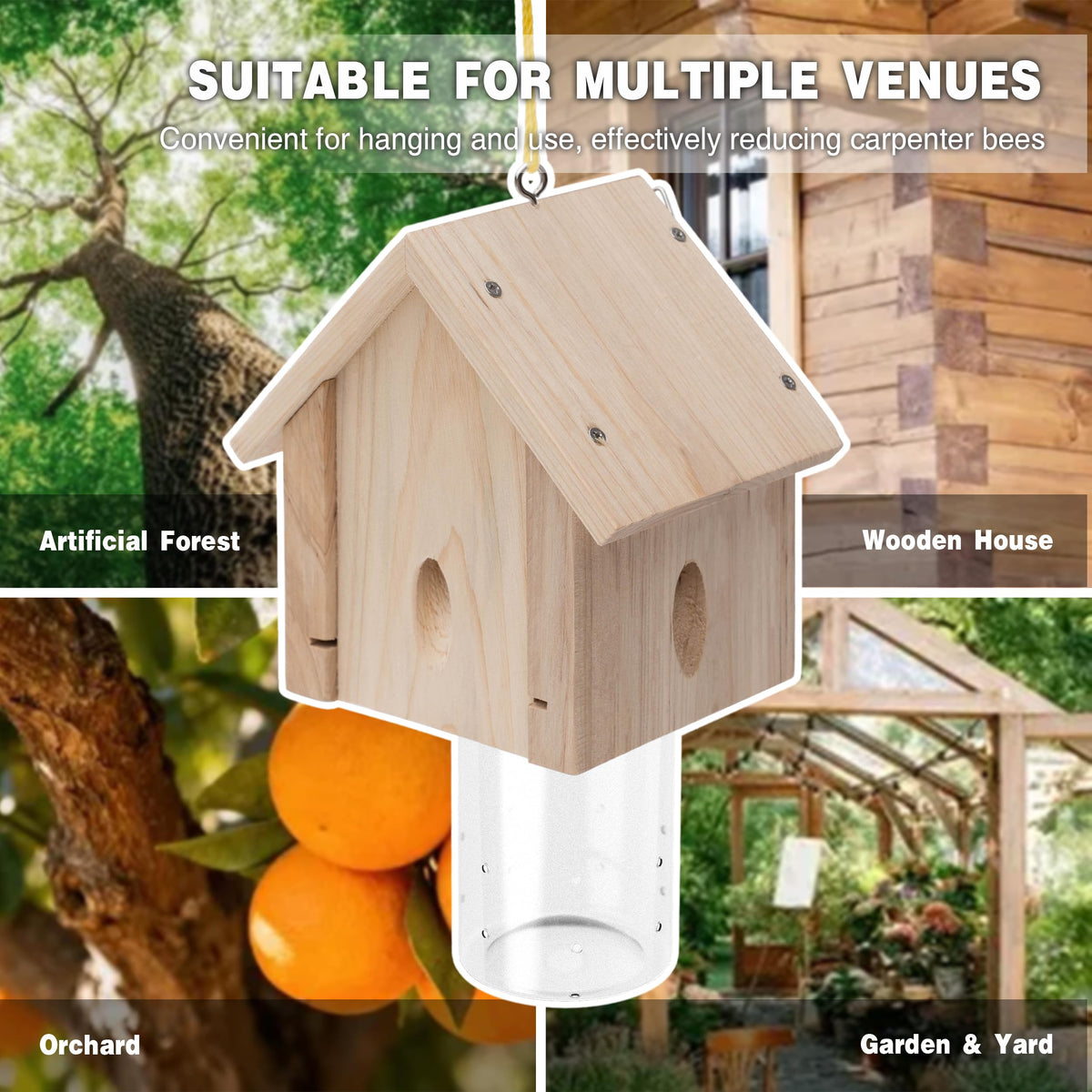 Best Bee Trap hanging-height guidance helps users place traps 5–7 ft above ground