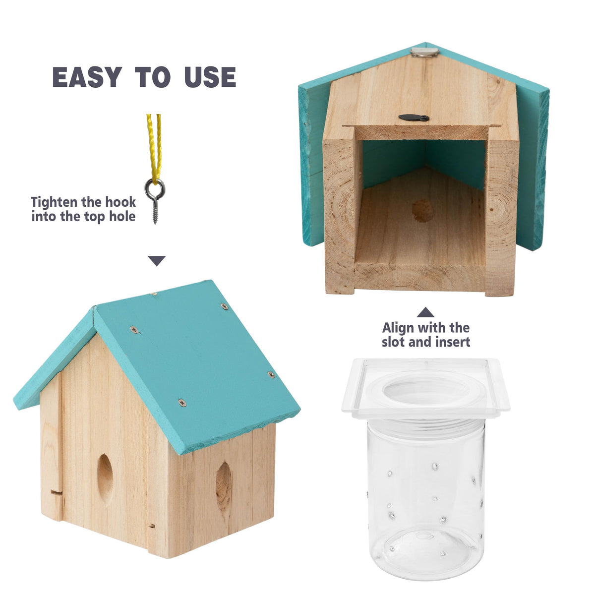 Best Bee Trap hanging height guidance for sun lit outdoor installation.