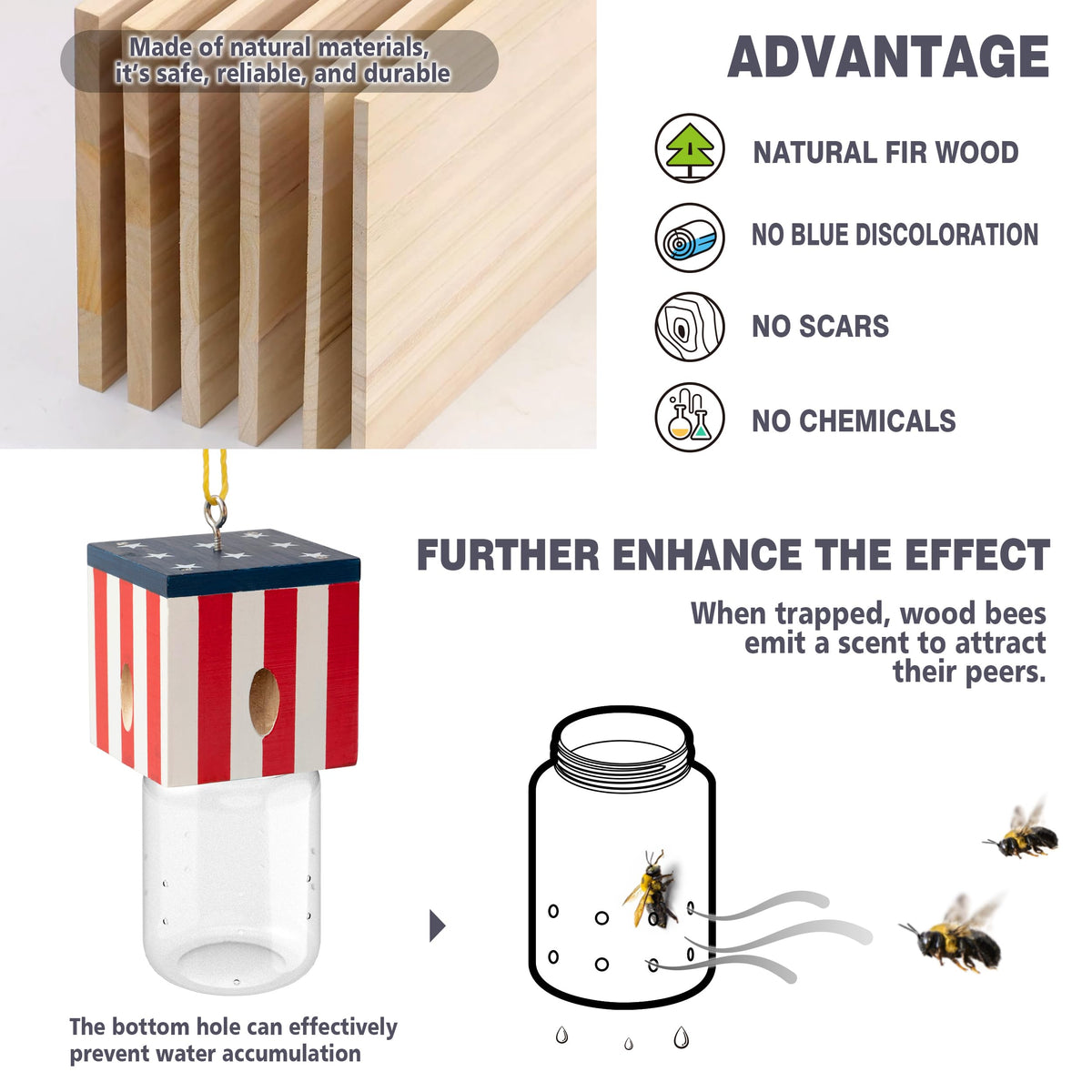 Best Bee Trap reinforced with screws and nails for strength