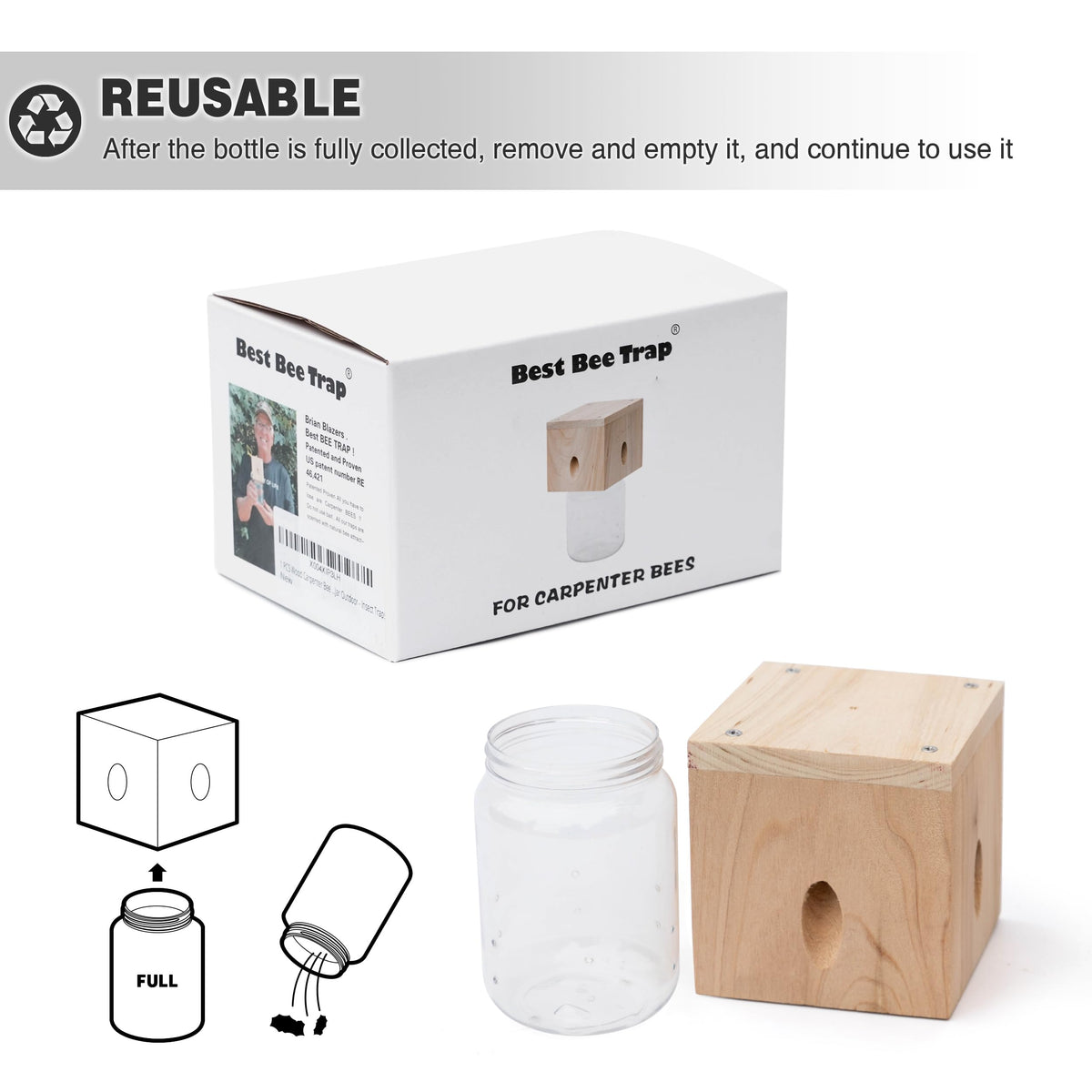 Best Bee Trap helps protect wooden structures from carpenter bee damage.