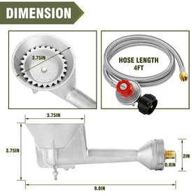 BestFIRE brass fitting and hose regulator assembly for reliable propane flow.