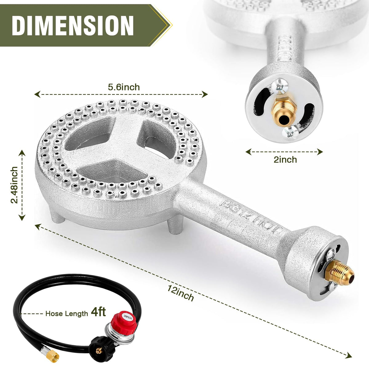 BestFire high-pressure regulator and hose attached for precise propane control.