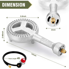 BestFire high-pressure regulator and hose attached for precise propane control.