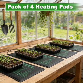 Top view of Bestio heat mat with seedling tray for steady warmth.