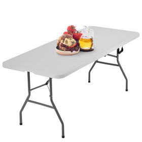 BestOffice 6ft folding table side view; sturdy legs for outdoor use.