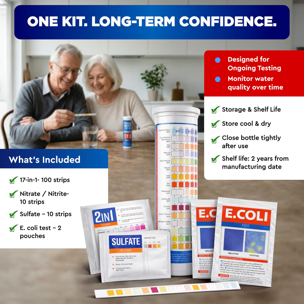 BestProd 17-in-1 strip and bacteria tests for versatile home testing.