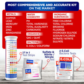 BestProd test kit bottle and strips showing simple results for drinking water.