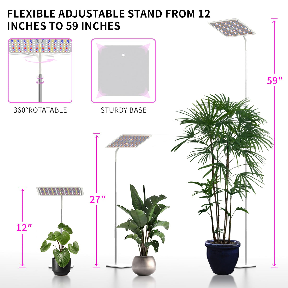BESTVA 4 brightness settings to match plant growth stages.