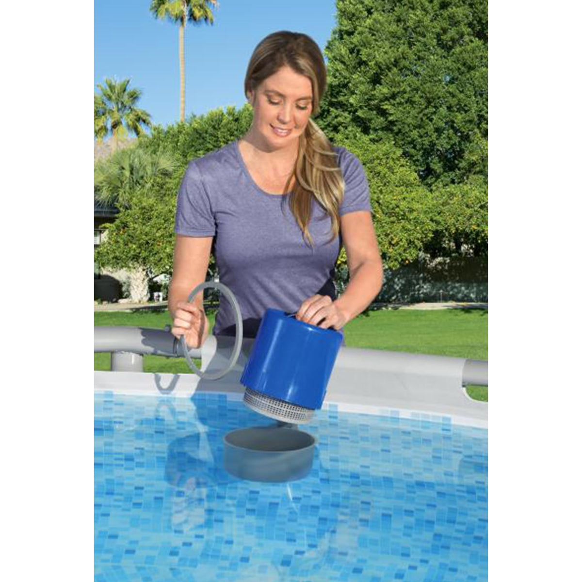 Bestway Flowclear connected to 530+ GPH pump for efficient suction