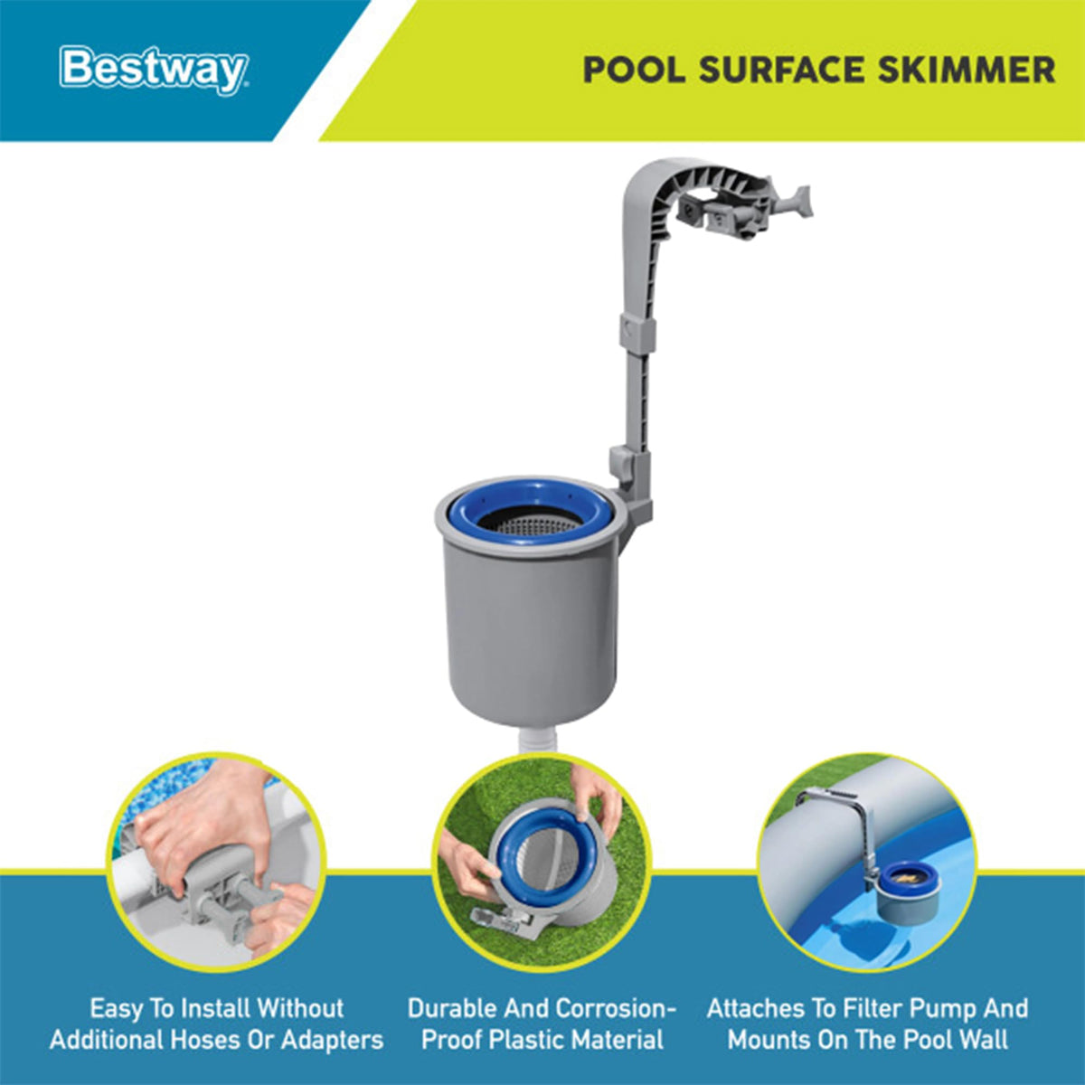 Bestway Flowclear wall-mount attachment shown during installation for easy setup