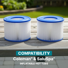 Bestway SaluSpa VI dimensions label clearly lists size and compatibility.