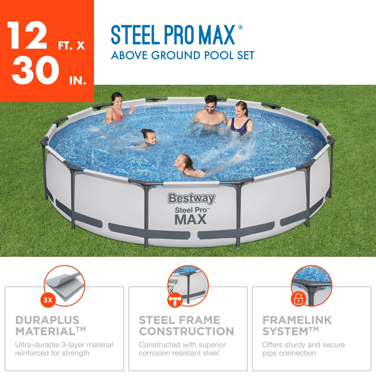 Bestway Steel Pro MAX pool with a 3-ply liner for puncture resistance