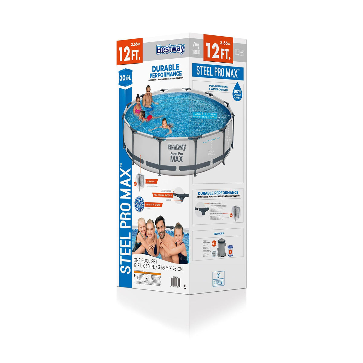 Bestway Steel Pro MAX pool contents include pump and patches