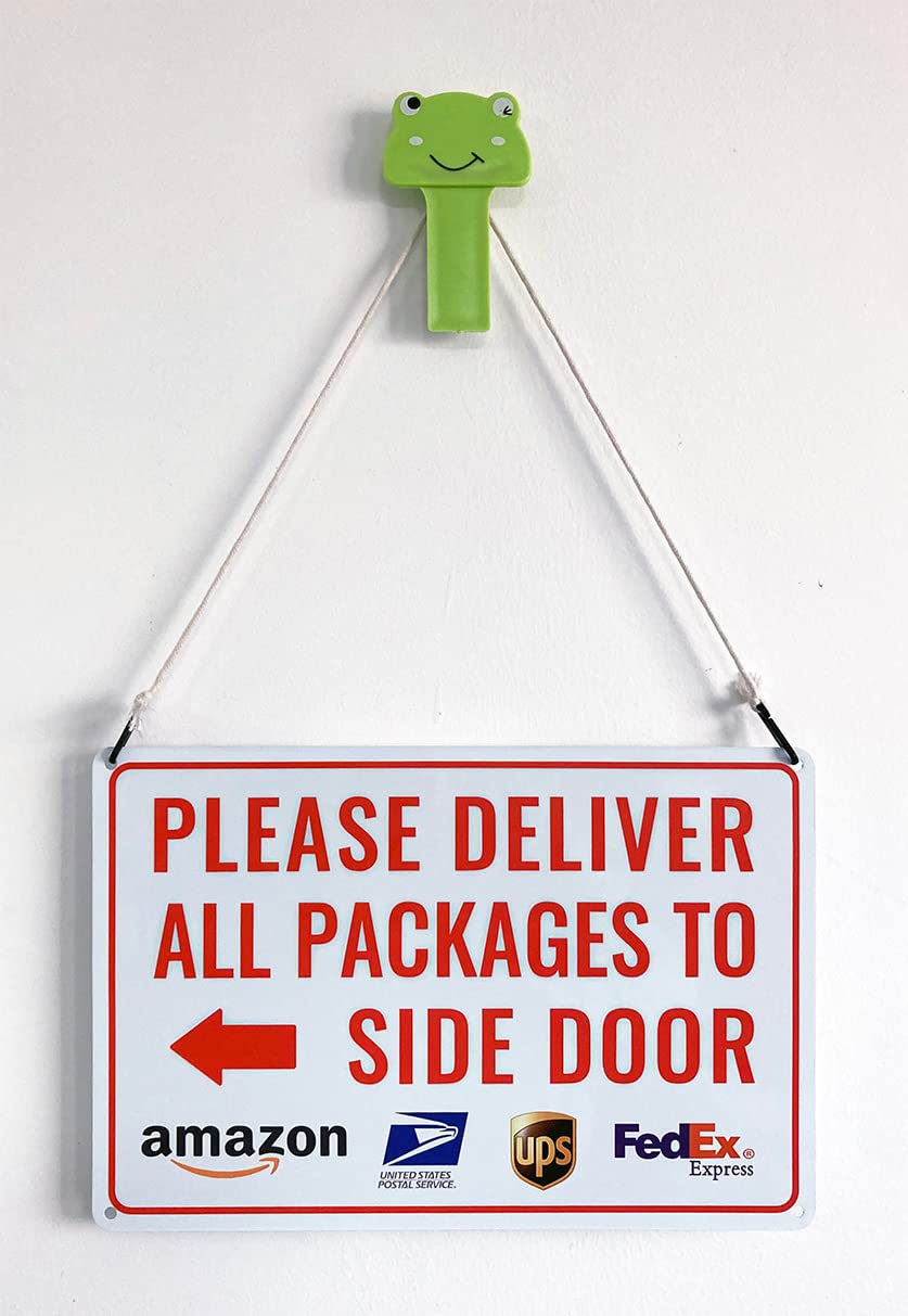 Bestylez delivery sign angled view highlighting clear side-door directions.