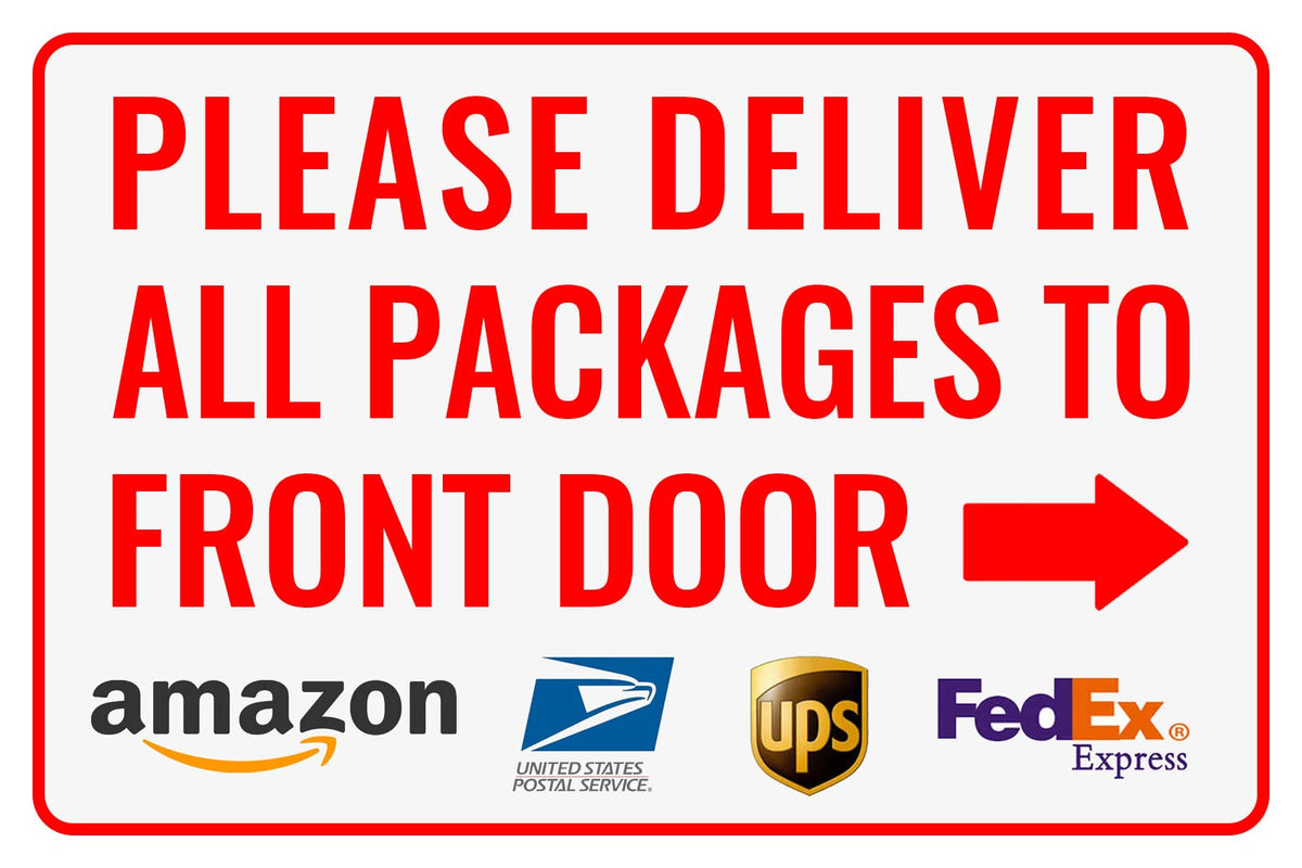 Bestylez delivery sign front door right arrow for outdoor use, highly visible.