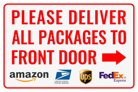 Bestylez delivery sign front door right arrow for outdoor use, highly visible.