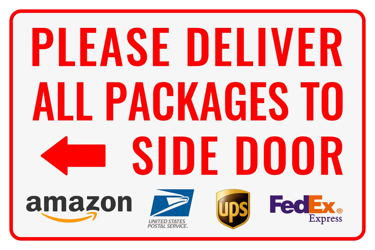 Bestylez delivery sign front view with left-arrow guiding couriers.