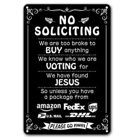 Bestylez humorous no-soliciting sign for front door deters unsolicited visits.