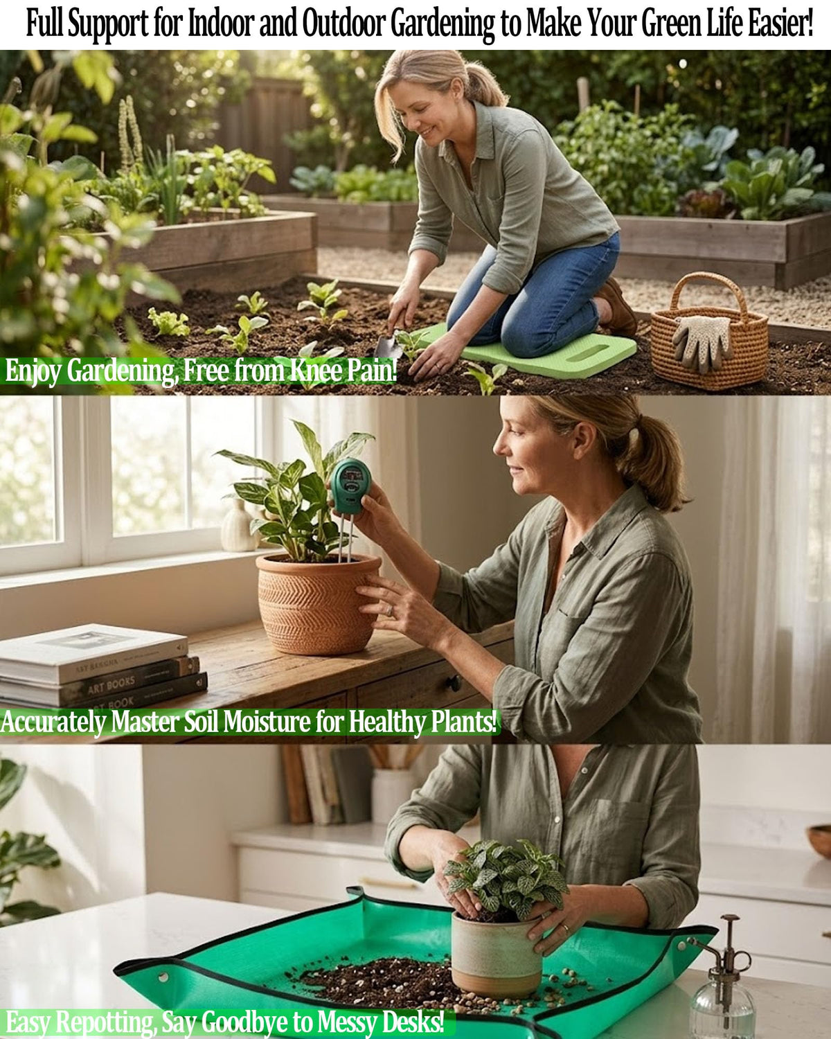 Beswill waterproof repotting mat keeps soil off floors during indoor plants