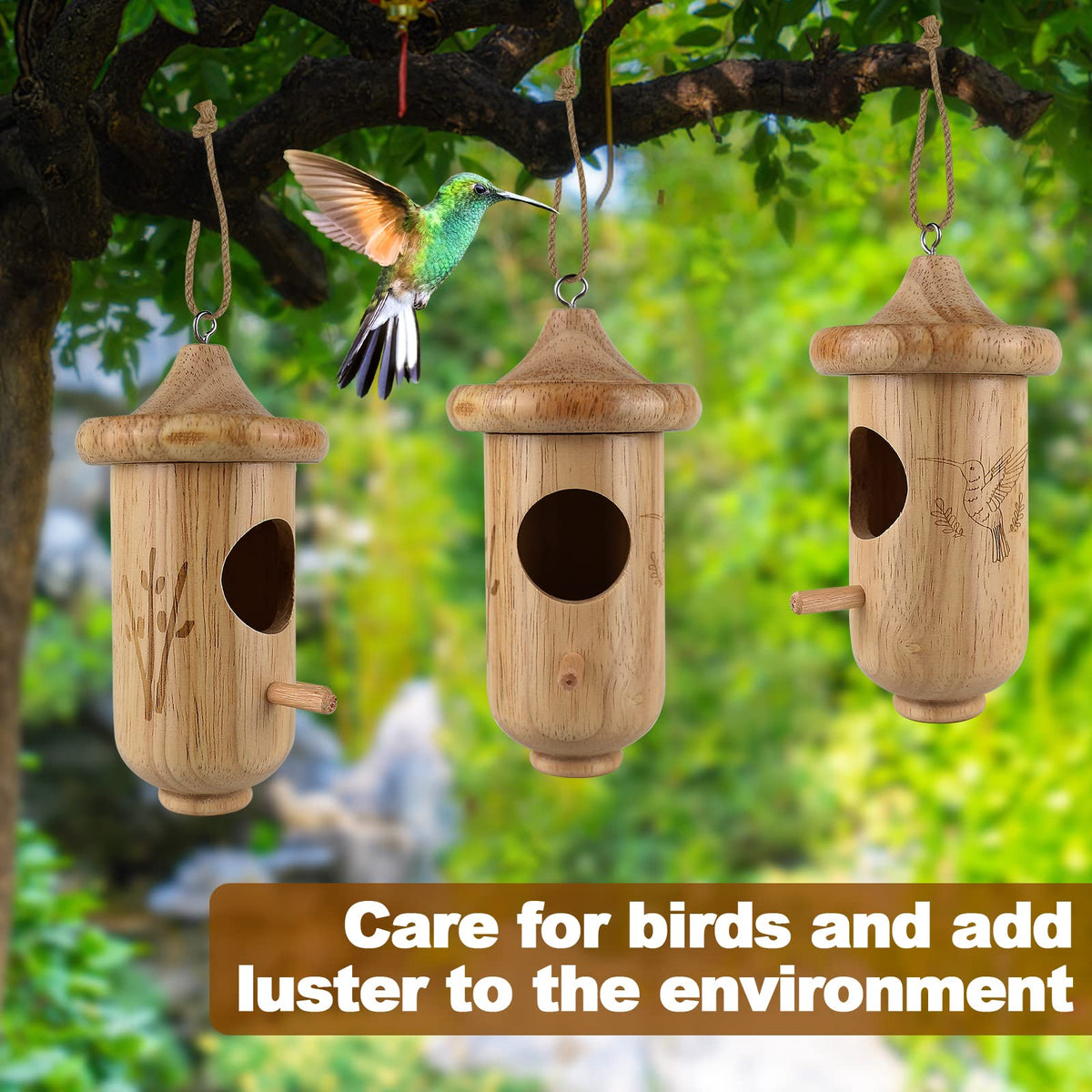 BESWORLDS Hummingbird Garden Decor Pack enhances outdoor spaces