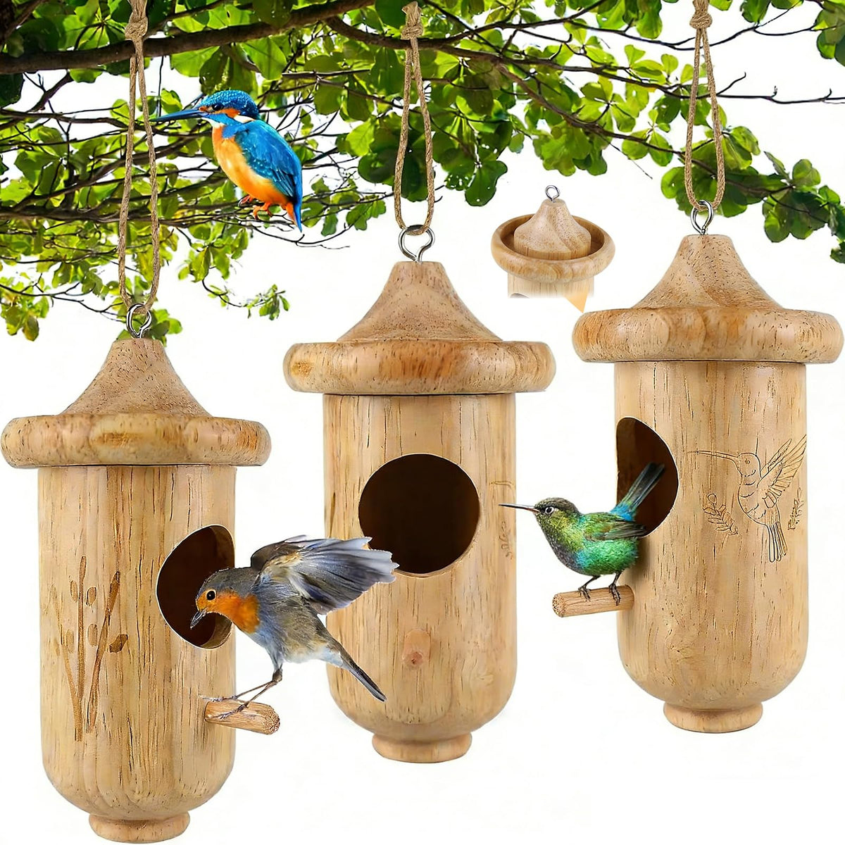 BESWORLDS Hummingbird House for outdoor hanging attracts hummingbirds to your garden