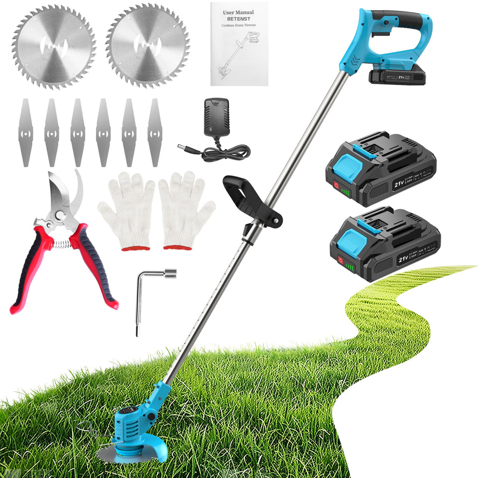 BETENST weed wacker with 2-type metal blades for tough weeds
