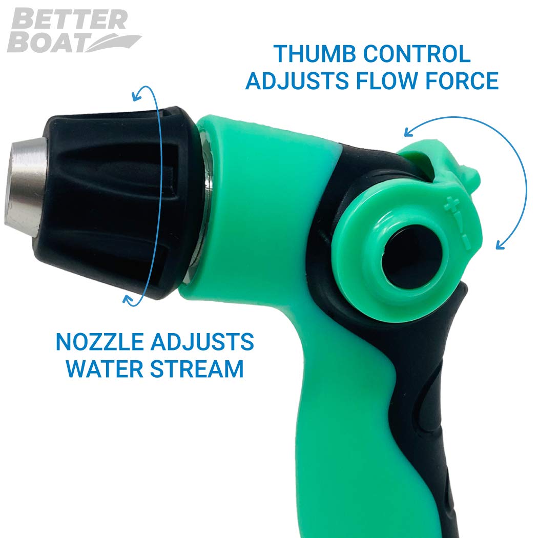 Better Boat washdown nozzle on rugged metal construction for durable outdoor cleaning.