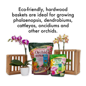 Better-GRO cedar basket shows natural grain; ideal for planters on benches or tabletops.
