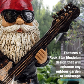 Better Office Products Gnome with solar-lit guitar body for welcoming nighttime ambiance