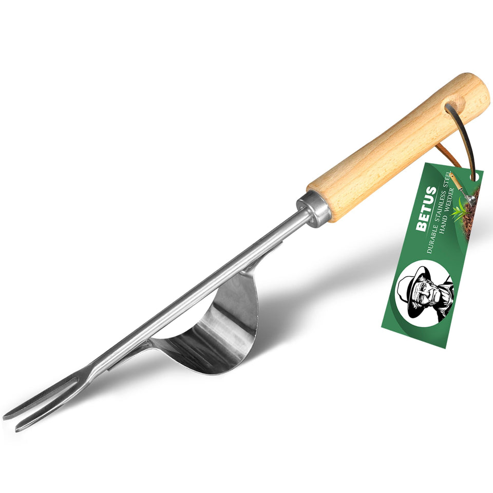 Betus manual hand weeder with leverage base for easy weed removal in lawns.