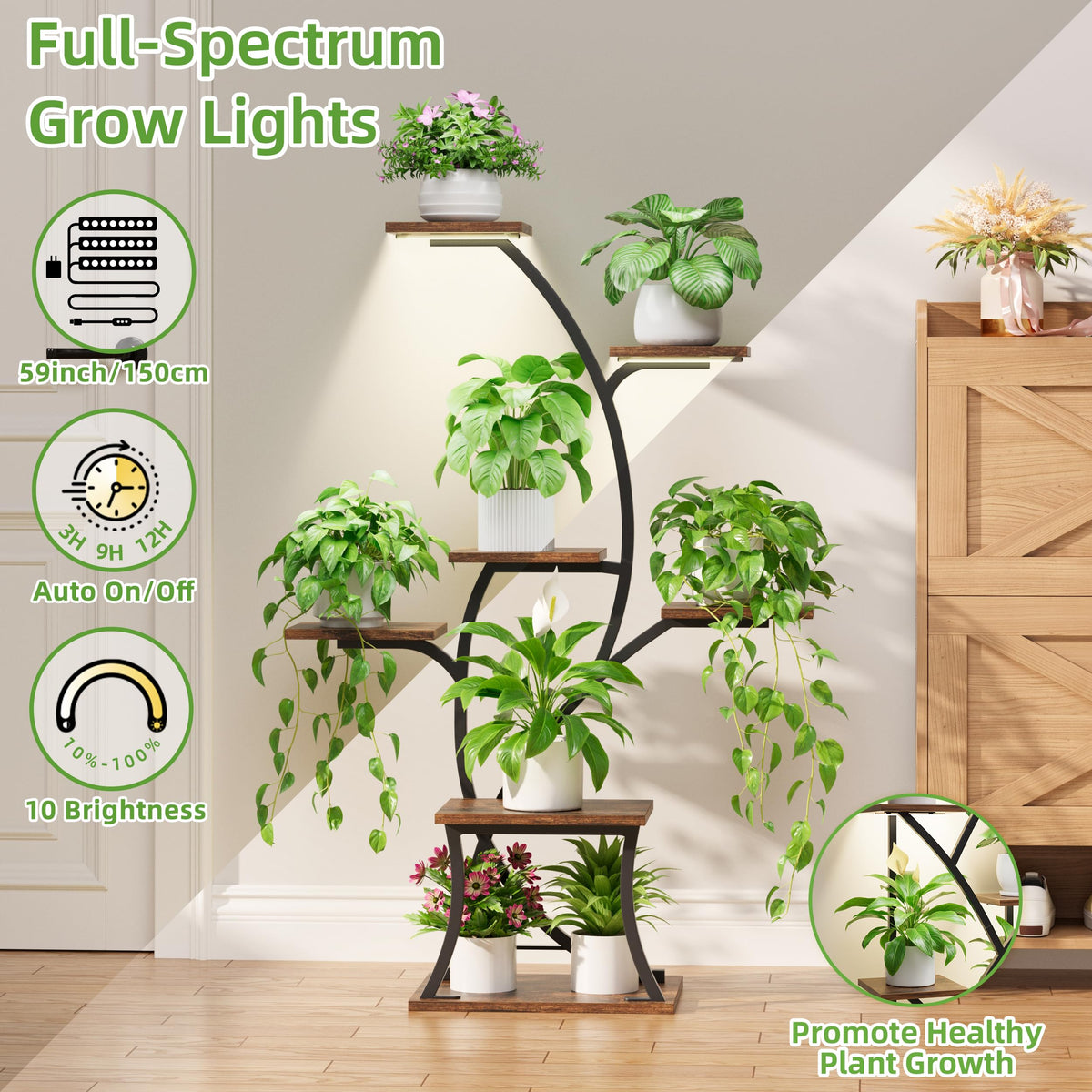 BEVAURORA 7-tier metal shelves top-to-bottom display sturdy design for heavy pots