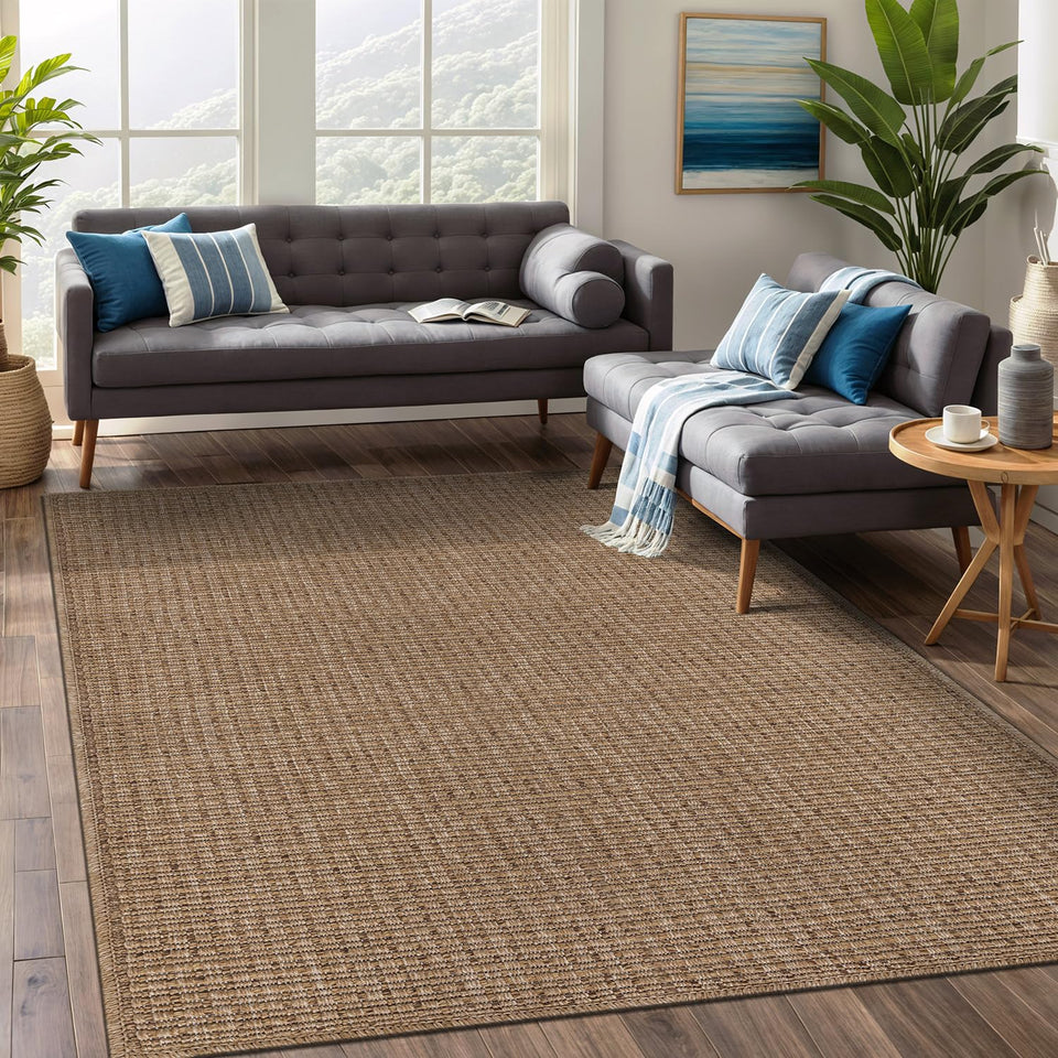 Beverly Rug Easy Jute Natural 9x12 texture close-up highlights durable, easy-care fibers.
