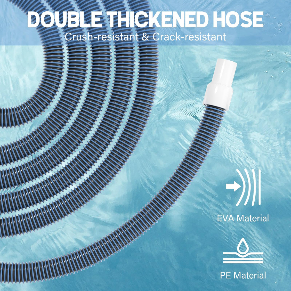 BEWAVE 1-1/2 in x 30 ft pool hose offers extended cleaning reach