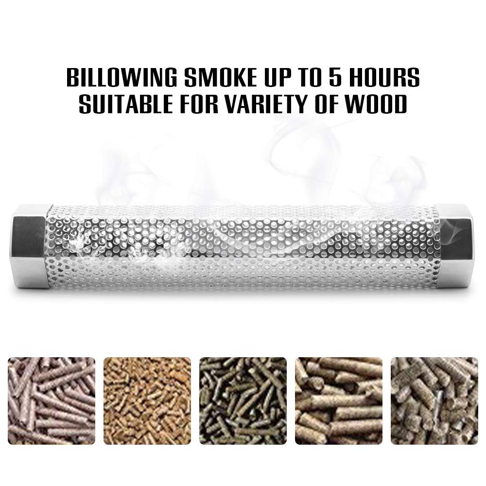 BEWAVE stainless steel pellet smoker tube close-up for durability