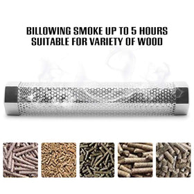 BEWAVE stainless steel pellet smoker tube close-up for durability