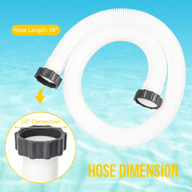 BEWAVE pool hose 1.5-inch 59-inch with nuts on ends supports rapid installation