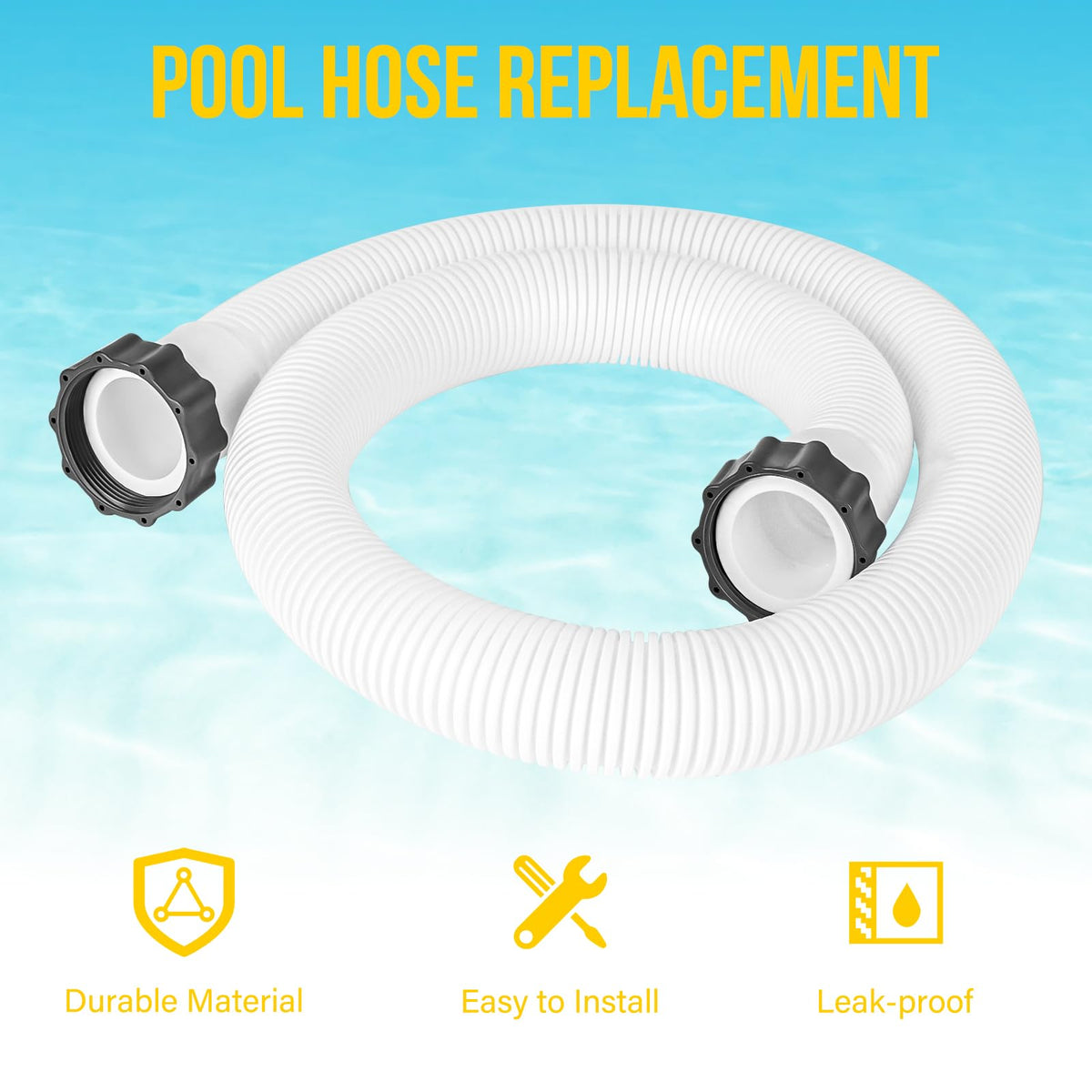 BEWAVE 1.5-inch 59-inch hose fits 1500–2500 GPH pumps for easy pool setup