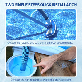 BEWAVE hose connects easily to vacuum heads, skimmer, and pump inlet