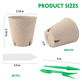 BEWBBAT peat pots display compact 2.75-inch height for young roots.