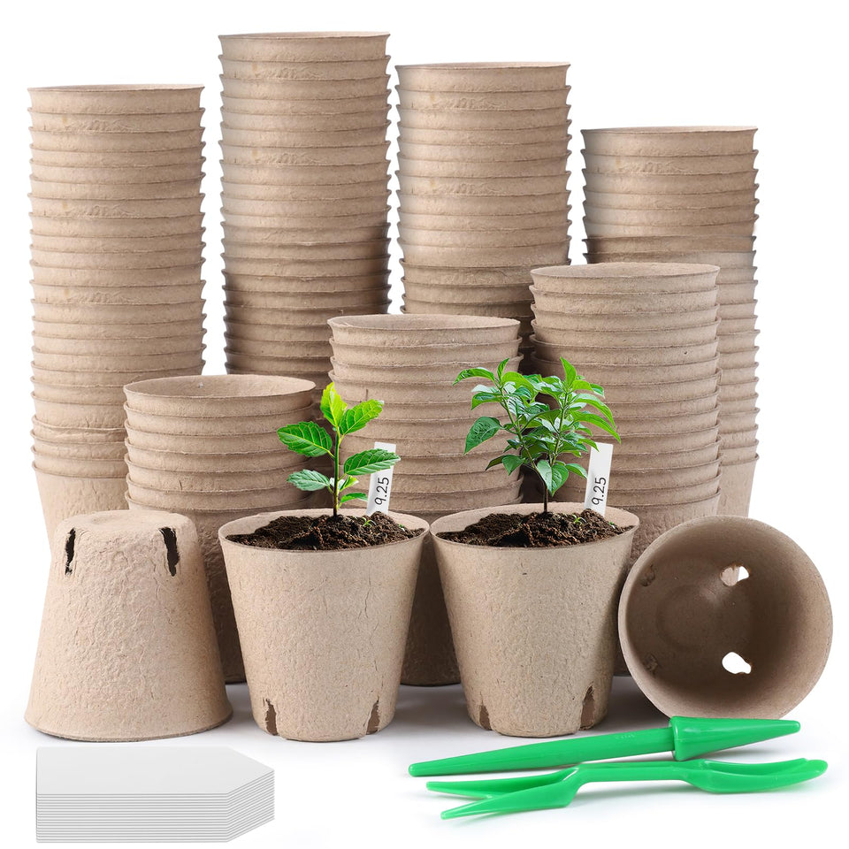 BEWBBAT peat pots with 3.15-inch diameter shown for seedling starts.