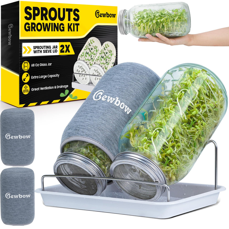 Bewbow seed sprouting kit with stand enabling quick, fresh sprouts at home