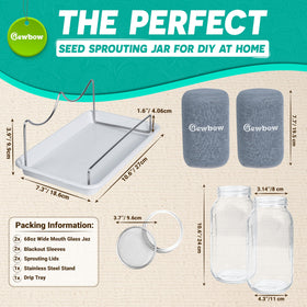 Bewbow two 2000ml mason jars support abundant sprouts in a single batch