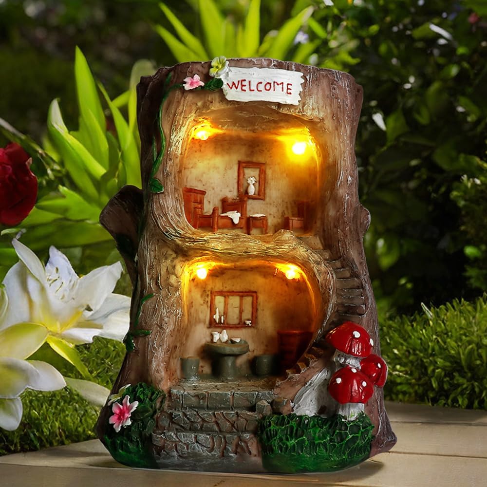 BEXLEYBAY solar light gnome house for outdoor spaces brightening your garden at night